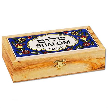 Olive Wood Shalom Box