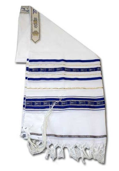 Grafted In Prayer Shawl Acrylic Gold & Blue