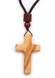 1.5 Inch Olive Wood Cross Necklace – Handcrafted Christian Pendant with Cotton Cord – Small Wooden Faith Cross for Car Mirror, Wall, or Gift – Ideal for Church & Home – Gift card Included