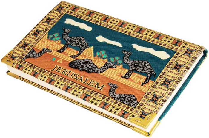 Embroidered 'Jerusalem' Notepad with Middle East Camels Scene