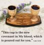 The LORD's Supper - "Do This in Remembrance of Me" Olive Wood Bread Tray & Two Olive Wood Cups with Stem made in Bethlehem 