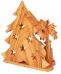 Olive Wood Nativity Scene Ornament from Bethlehem | Christmas Tree with Incense - 5.5 Inch - Rear view