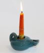 Herodian - Biblical Replica Ancient Clay Oil Lamp with Glazed Coating, Blue