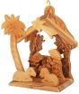 Olive Wood Mini Nativity Stable Scene | Christmas Tree Decoration l 2 Angels