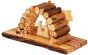 Olive Wood Nativity Stable Scene Ornament from the Holy Land l Padded Olive Wood Log Roof - Rear view