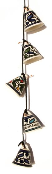 Armenian Ceramic Hanging Jerusalem Chimes - Five Bells