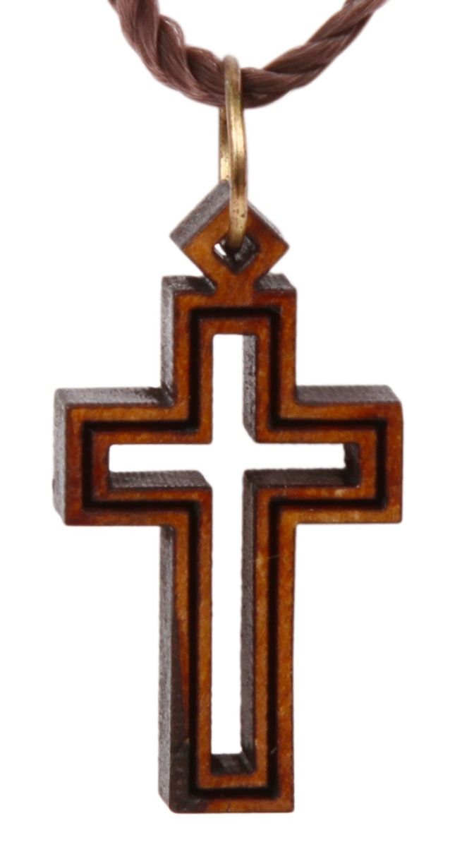 Engraved Olive Wood Cross Necklace – Bethlehem Handicrafts