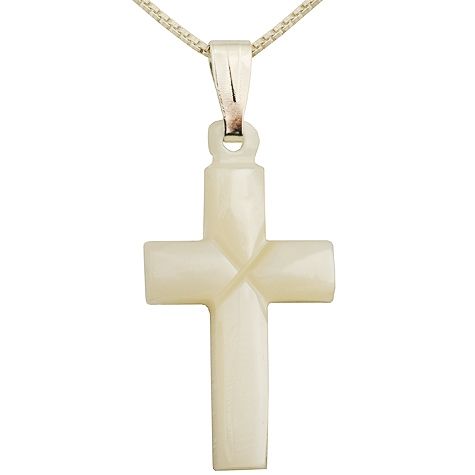Catholic Mother Of Pearl Shell Crucifix Pendant Handmade Cross Jerusalem 1.6" 