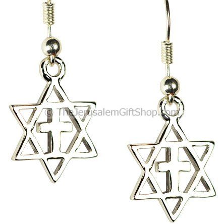 Details about   Sterling Star Of David Cross Earrings 
