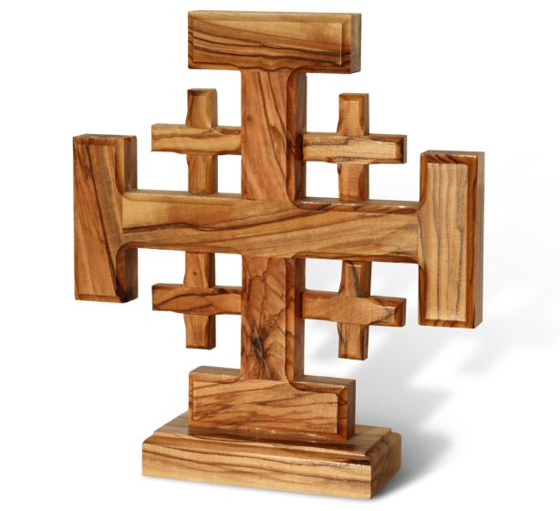 Free Standing 'Jerusalem Cross' Made in Bethlehem - Olive Wood