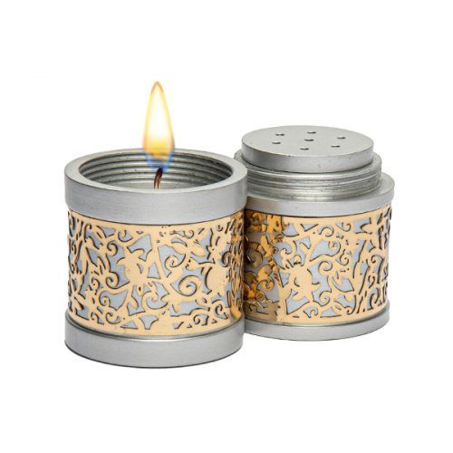 Yair Emanuel Travel Havdallah Set + Metal Cutout - Silver