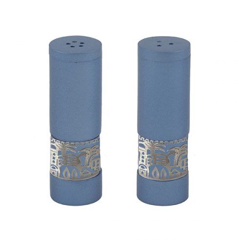 Yair Emanuel | Salt & Pepper Shakers | Metal Cutout | Jerusalem – Blue 