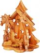 Olive Wood Nativity Scene Ornament from Bethlehem | Christmas Tree with Incense - 5.5 Inch - Side view