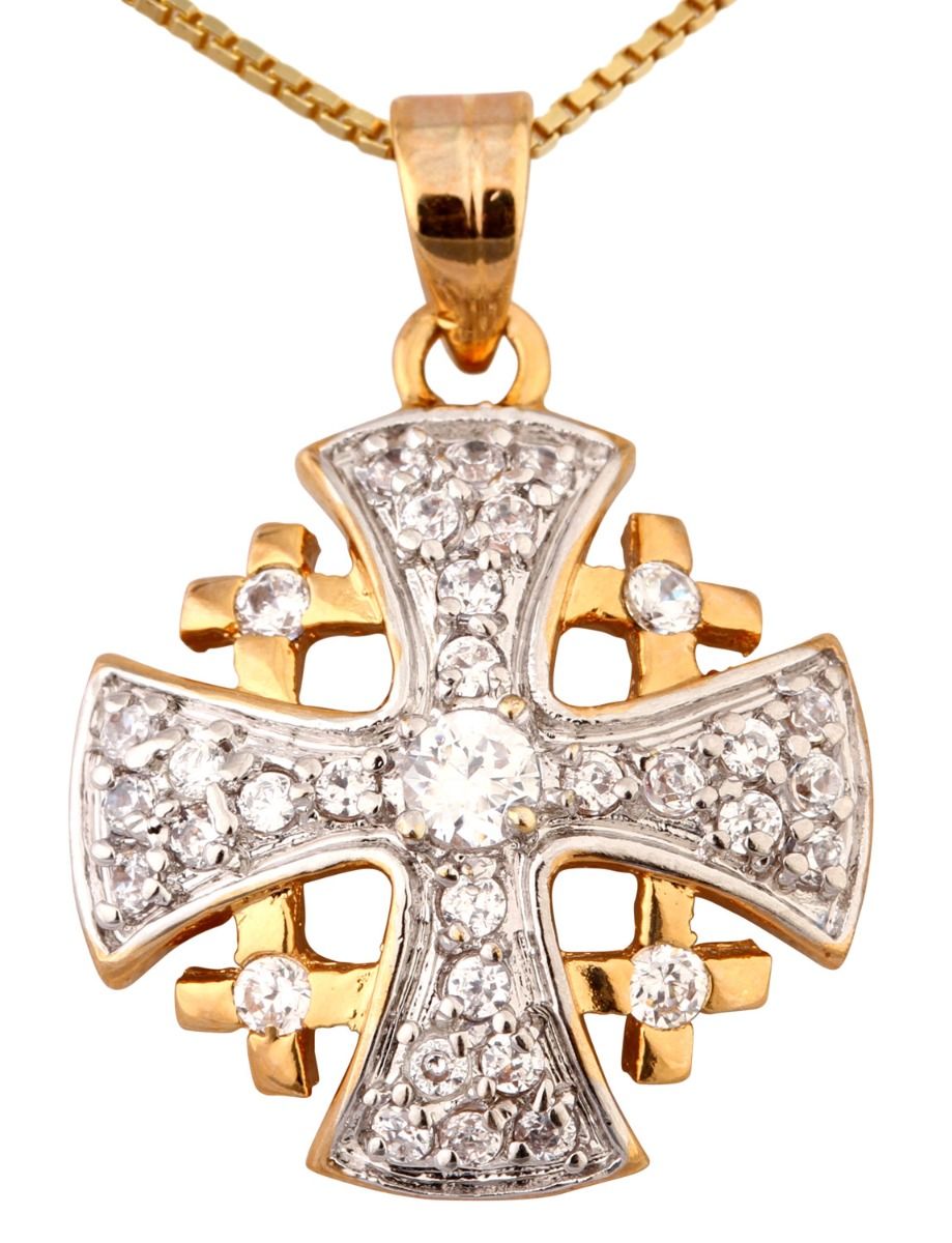 Gold jerusalem cross pendant store