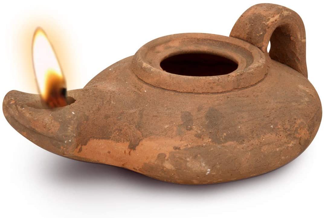 Clay Oil Lamp Herodian with Handle