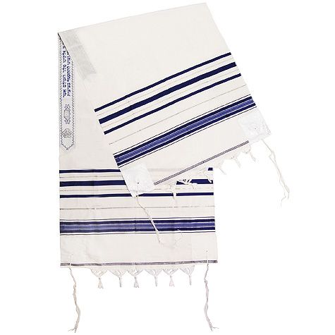 TALLITS FOR SALE- Classic Tallit / Prayer Shawl - Blue and Silver - Wool