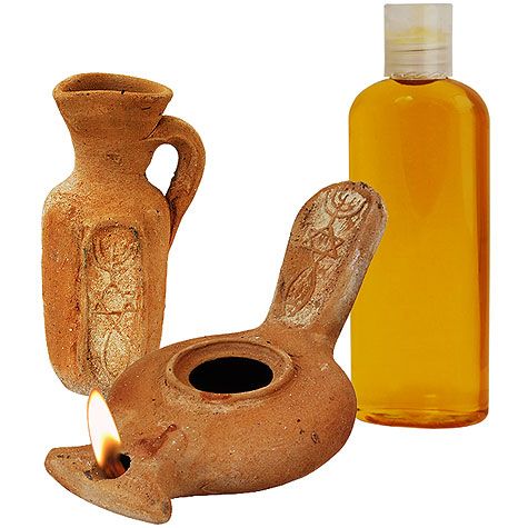 Messianic Clay Oil Lamp Jug and Oil