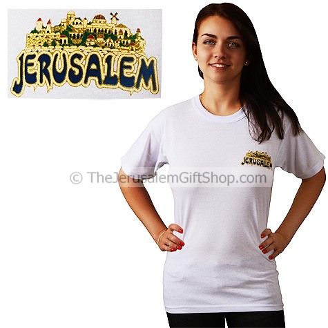 Jerusalem with Old City Scene T-Shirt - small print