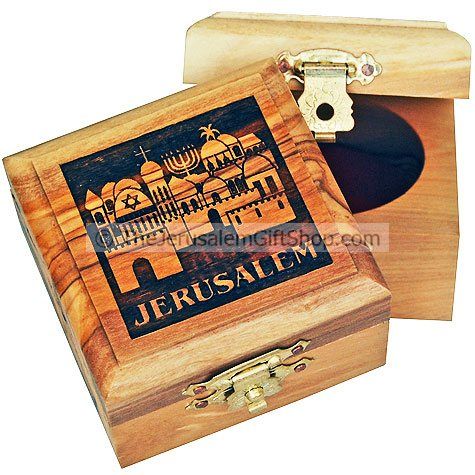 Small Olive Wood Jerusalem Silhouette Box