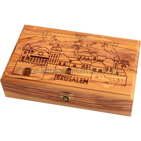 Large Olive Wood Box 'Messianic Seal' Jerusalem