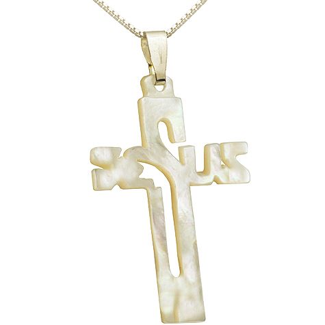 Mother of Pearl Jesus Cut-out pendant
