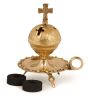 Christian Incense Burner - Gold Brass Cross and 2 Charcoals