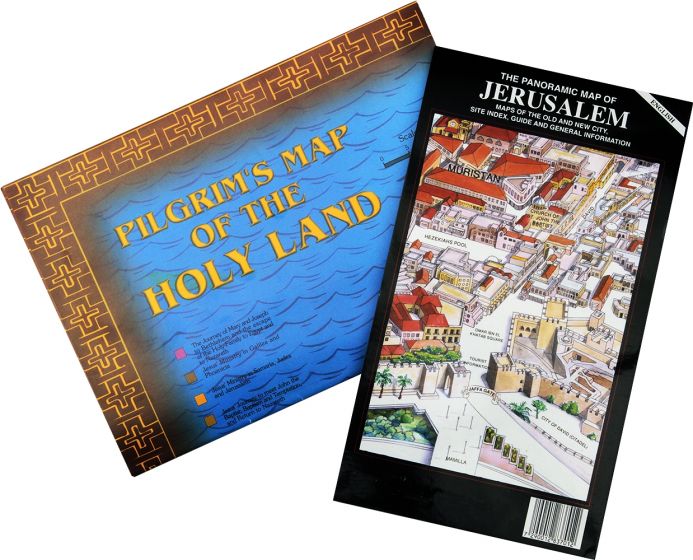 Pilgrim's Map of the Holy Land & Panoramic Map of Jerusalem Set for Bible Students