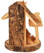 Olive Wood Mini Nativity Scene Ornament from the Holy Land l Natural Bark - Rear View