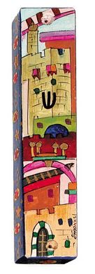 Hand Painted Mezuzah - Jerusalem