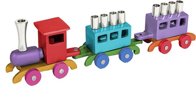 Yair Emanuel Children's Train Hanukkah Menorah - Multicolor