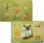 Set of 6 Placemats - Seven Species - Joshua Caleb Carrying the Grapes - Hebrew and English - Double Sided 