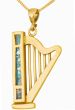 Roman Glass 'King David Harp' Pendant - 14k Gold - Made in the Holy Land