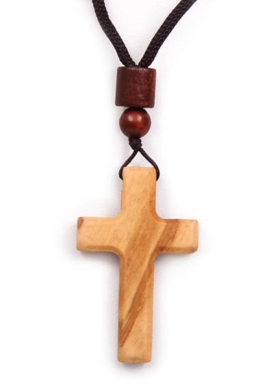 1.5 Inch Olive Wood Cross Necklace – Handcrafted Christian Pendant with Cotton Cord – Small Wooden Faith Cross for Car Mirror, Wall, or Gift – Ideal for Church & Home – Gift card Included