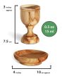 Communion Cups - The Lord's Supper - Olive Wood Bread Tray with Two Medium 3 inch Olive Wood Cups and in Gift Bag