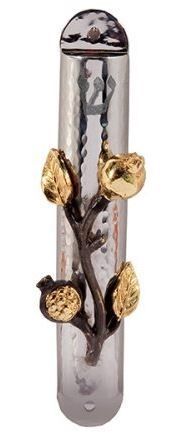 Yair Emanuel | Stainless Steel Mezuzah 12 cm - Pomegranates