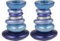 Yair Emanuel 'Stone Tower' Anodized Aluminum Candlesticks - Blue
