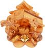 Olive Wood Nativity Scene Ornament from Bethlehem | Christmas Tree with Incense - 5.5 Inch - Top view