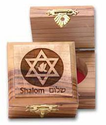 Olive wood Star David Shalom Box