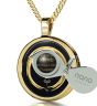 Serenity Prayer Necklace inscribed with pure 24k Gold, Natural Onyx stone with Sterling silver 3 microns gold plated Italian chain, 18" (45cm) - inspirational Jewelry Neckless
