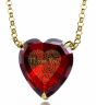 Nano 24k Gold Inscribed "I LOVE YOU" In 120 Languages Pendant - Red