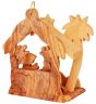 Olive Wood Mini Nativity Stable Scene | Christmas Tree Decoration l 2 Angels - Rear view