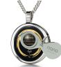 Serenity Prayer Necklace inscribed with pure 24k Gold, Natural Onyx stone with Sterling Silver Italian chain, 18" (45cm) - inspirational Jewelry Neckless