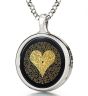 Nano 24k Gold Inscribed "I LOVE YOU" In 120 Languages Christian Pendant - Onyx and Sterling Silver