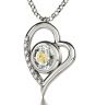 "The Lord's Prayer" KJ Version - Sterling Silver 'Heart' with Diamonds - Clear Crystal