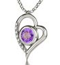 "The Lord's Prayer" KJ Version - Sterling Silver 'Heart' with Diamonds - Amythest