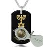 Nano 24k Gold Scripture 'Grafted In' Messianic Pendant - Onyx and Sterling Silver - Romans 11:19 - Magnify