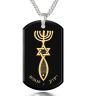 Nano 24k Gold Scripture 'Grafted In' Messianic Pendant - Onyx and Sterling Silver - Romans 11:19