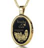 Nano 24k Gold Scripture Inscribed 'Psalm 122:6' Onyx inside 14k Gold Oval Necklace