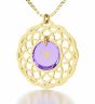 Nano 24k Gold "Priestly Blessing" in Hebrew Scripture Inscribed on Zirconia - Violet Amethyst
