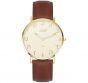 Hebrew Numerals Israeli 'Adi Watch' with 2 Tone Hands - Beige and Gold Face - Brown Leather Strap
